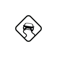 Slippery road caution warning symbol design vector