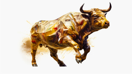 Charging Bull on white background