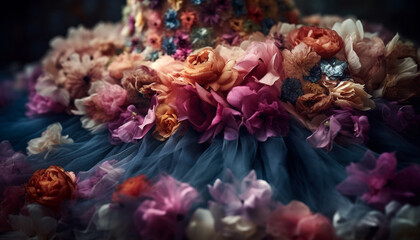 Obraz premium A stunning bouquet of multi colored flowers, a gift of love generated by AI