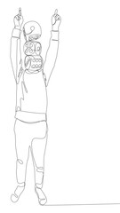 One continuous line of Man pointing with dice as his head, symbol of luck as disguise. Thin Line Illustration vector concept. Contour Drawing Creative ideas.