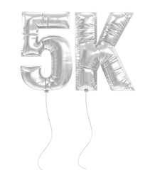 5K Follower Silver Balloons 3D