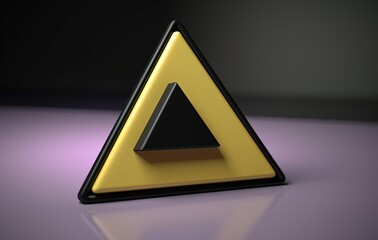 yellow triangle 3d model design isolated in empty room