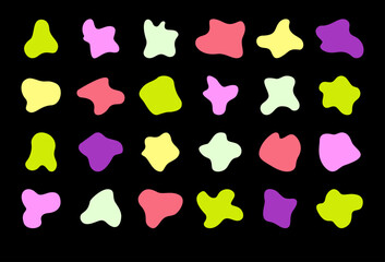 Set of colorful random amoeba shaped elements for design.