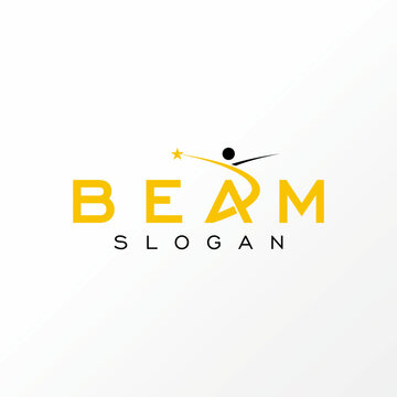 Logo design graphic concept creative abstract premium free vector stock letter BEAM font with happy active human. Related initial typography education