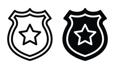 Police badge icon with outline and glyph style. - Powered by Adobe