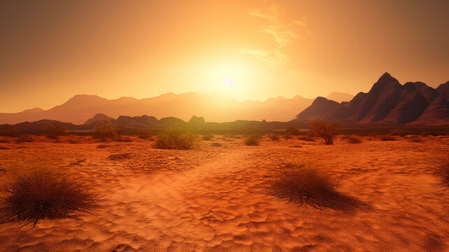 sunset in the sweltering desert heatwave