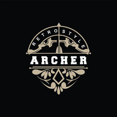 Archer Logo, Archery Arrow Vector, Elegant Simple Minimalist Design, Icon Symbol Illustration Template
