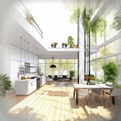 Fototapeta na wymiar The interior design of modern kitchen corners,
