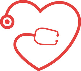 stethoscope icon in flat style heart diagnostic 