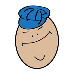 Smiling face with blue hat