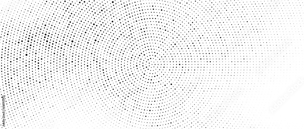 Poster radial halftone dots. spotted and dotted stains gradient background. concentric comic texture with f