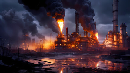 refinery at night, generative ai