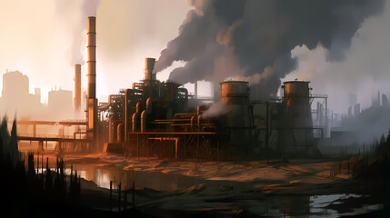 Fototapeta premium smoke from the chimney, generative ai