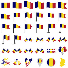 Chad flags icon set, Chad independence day icon set vector sign symbol