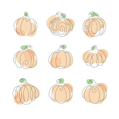 Pumpkin Single Line Illustration Style