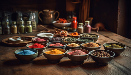 Spice up your cooking with a multi colored curry powder variation generated by AI