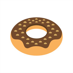 Donut With Chocolate Vector Illustration Logo Template