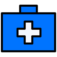 The first aid kit icon, symbolizing medical supplies for basic emergency care. The icon is commonly used to indicate the location of first aid supplies in homes, workplaces, and public spaces