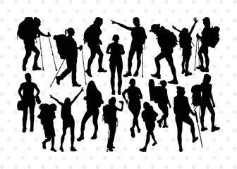 Female Hiker Silhouette, Female Hiker SVG, Hiking Svg, Woman Hiking Svg, Hiker Svg, Female Hiker Bundle, SB00358