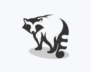 raccoon back view look front logo icon symbol design template illustration inspiration