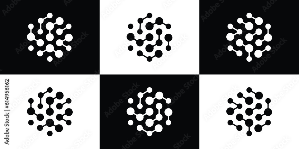 Wall mural logo design technology connection in hexagonal icon vector inspiration