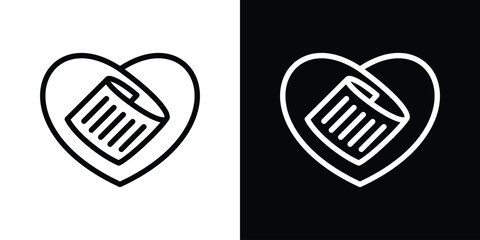 logo design minimalist heart and paper icon vector inspiration