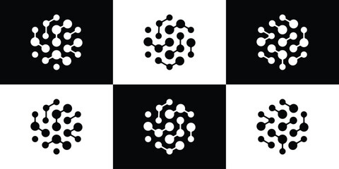 logo design technology connection in hexagonal icon vector inspiration