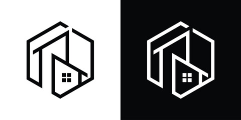 logo design building modern in hexagon icon vector inspiration