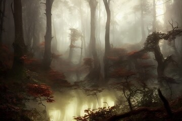 forest illustration generative Ai