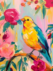A Fauvism Style Painting of a Canary | Generative AI