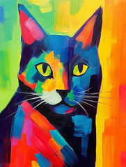 A Fauvism Style Painting of a Cat | Generative AI