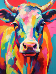 A Fauvism Style Painting of a Cow | Generative AI