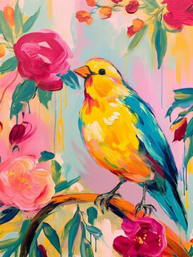 A Fauvism Style Painting of a Canary | Generative AI © Nathan Hutchcraft