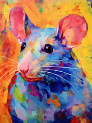 A Fauvism Style Painting of a Rat | Generative AI