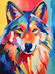 A Fauvism Style Painting of a Wolf | Generative AI