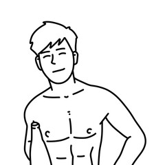 black and white of cute man cartoon for coloring