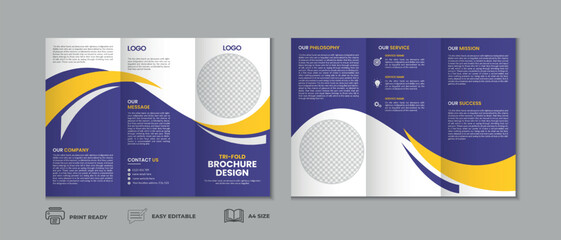 Professional clean modern and corporate various colorful unique trifold brochure template, three fold cover page, three fold presentation, bifold brochure layout design with mockup