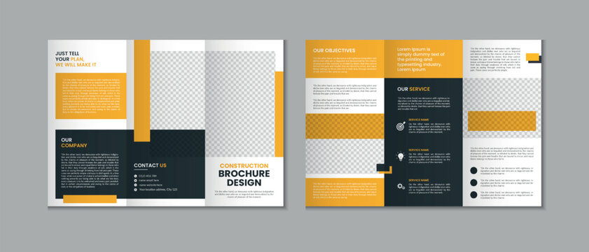 Professional clean modern and corporate various colorful unique trifold brochure template, three fold cover page, three fold presentation, bifold brochure layout design with mockup
