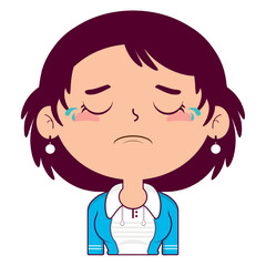 girl crying and scared face cartoon cute