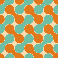 Mid century modern seamless pattern. Geometric meatballs background in 60s retro style