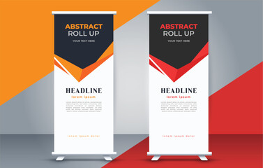 modern roll up banner template  with abstract design