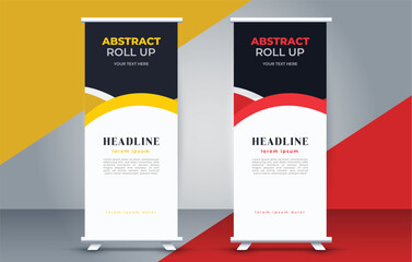 modern roll up banner template  with abstract design