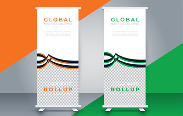 Modern roll up banner design template. flyer. pull up. presentation. brochure. poster. advertisement. print media