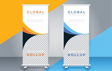 Modern roll up banner design template. flyer. pull up. presentation. brochure. poster. advertisement. print media