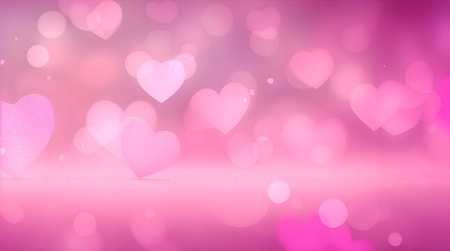 pink bokeh background, pink heart-shaped bokeh background, pink valentine background. Generative AI