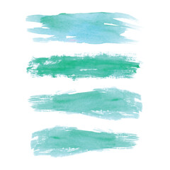Hand draws ink brush stroke collection, Watercolor green vector brush strokes, Grunge green design elements paintbrush