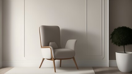 white chair in a modern minimalist room interior. Generative AI