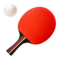 Table Tennis racket and table tennis ball isolated on white background, Ping Pong racket and ping pong ball sports equipment on white With work path.
