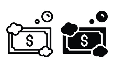 Money landering icon with outline and glyph style.