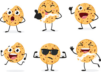 Cartoon mini cookie, set of Cute characters, Isolated on white background